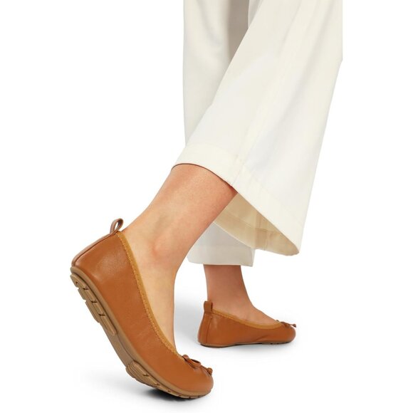 Women's Brown Bowknot Round Toe Comfort Light Weight Slip-on Foldable Flats - Picture 2 of 8